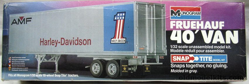 Monogram 1/32 Fruehauf 40 Foot Van -AMF Harley Davidson Semi Trailer, 1207 plastic model kit